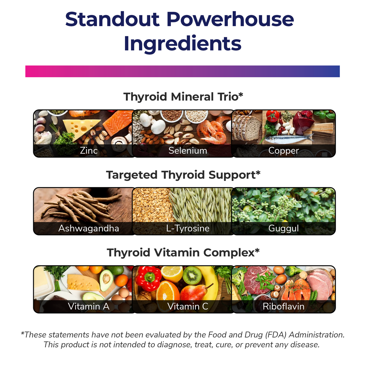 A list of ingredients labeled 'Standout Powerhouse Ingredients'